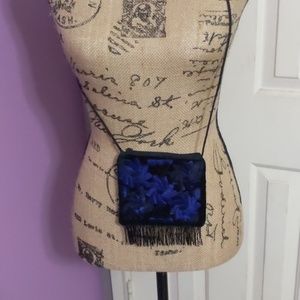 Purple & Black Embroidered Cossbody